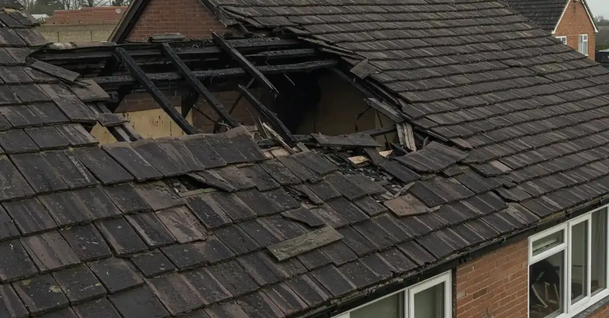 Does Home Insurance Cover Roof Leaks? 4 Roof damaged by fire and vandalism