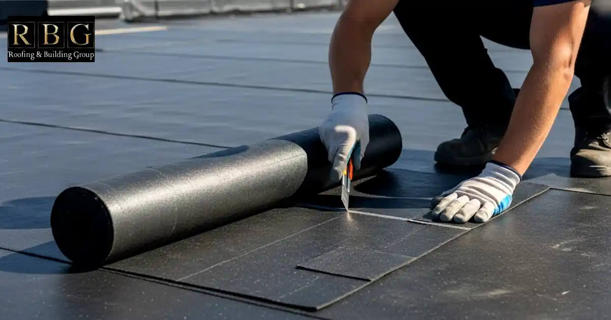 How to felt a flat roof in UK 3 Cutting roofing felt into sections with overlap