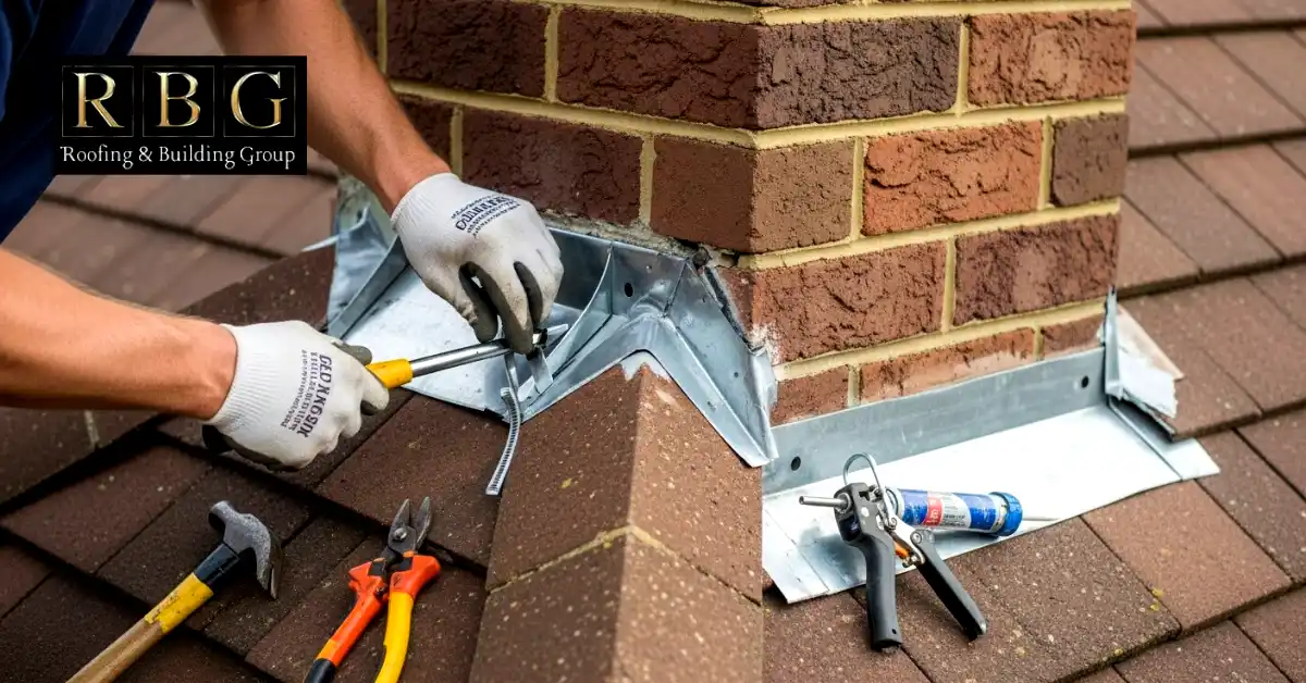 Guide for Chimney Repair Cost in the UK 2025 3 Repairing chimney flashing around the stack.