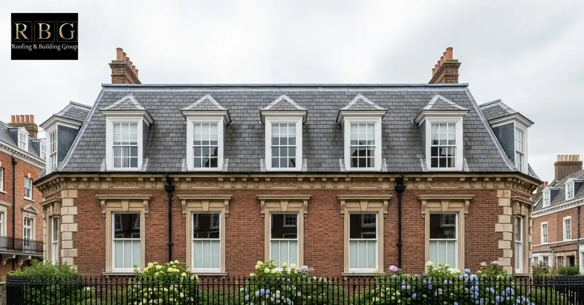Mansard roof on a UK house showing traditional roof styles in Britain