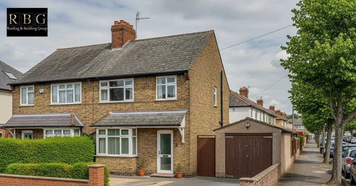 Pitched roof on a UK house showing common roof types used in residential homes